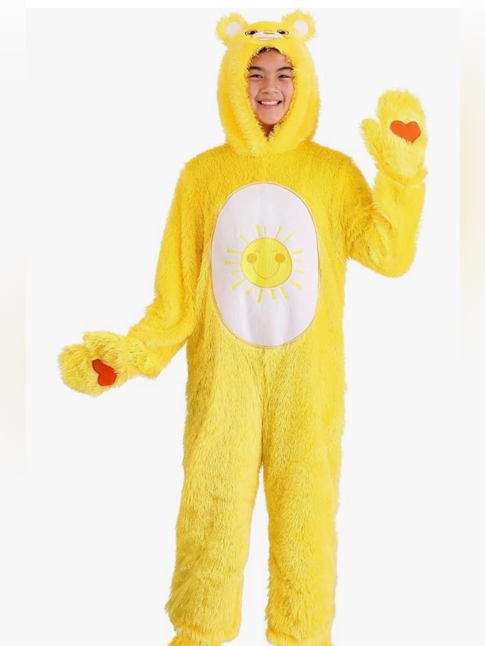 Kids Care Bears Sunshine Bear Hooded Zippered Full Length Costume / Size Medium